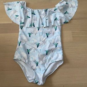 paste blue patterned bathing suit